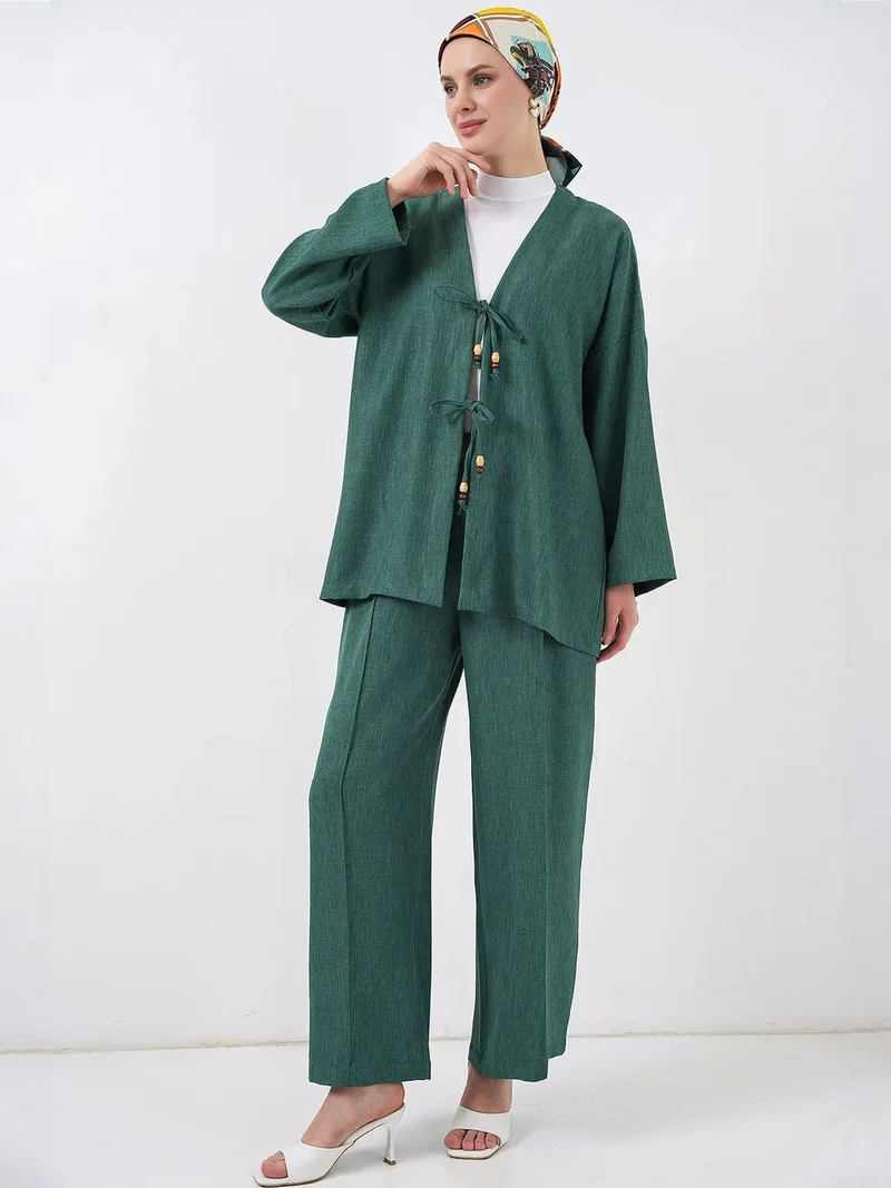 BIG DART BDART V-Neck Cardigan and Wide Leg Pants Set